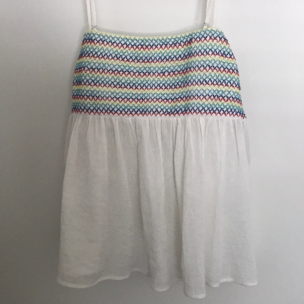 Ruched rainbow bandeau w/ loose sheer tank